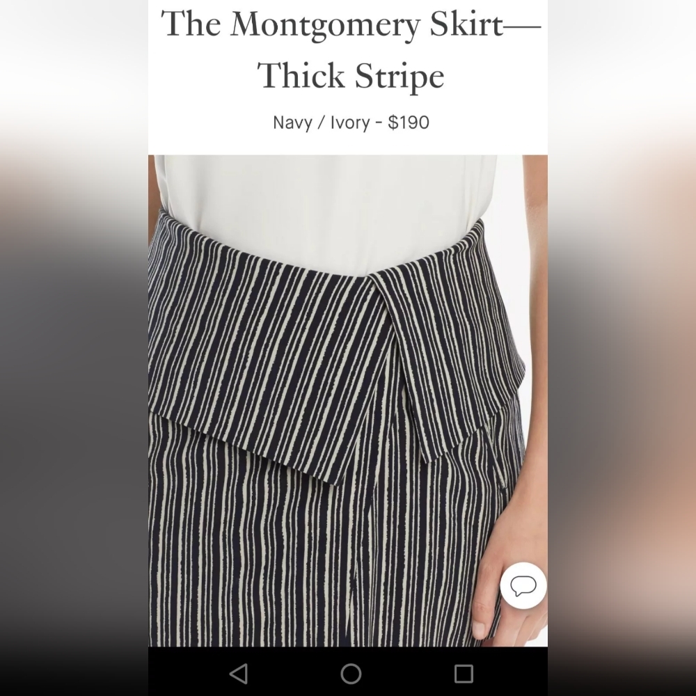 NWT MM.LaFleur The Montgomery Skirt in Thick Stripe (Navy/Ivory), Sz 8 - Picture 3 of 12